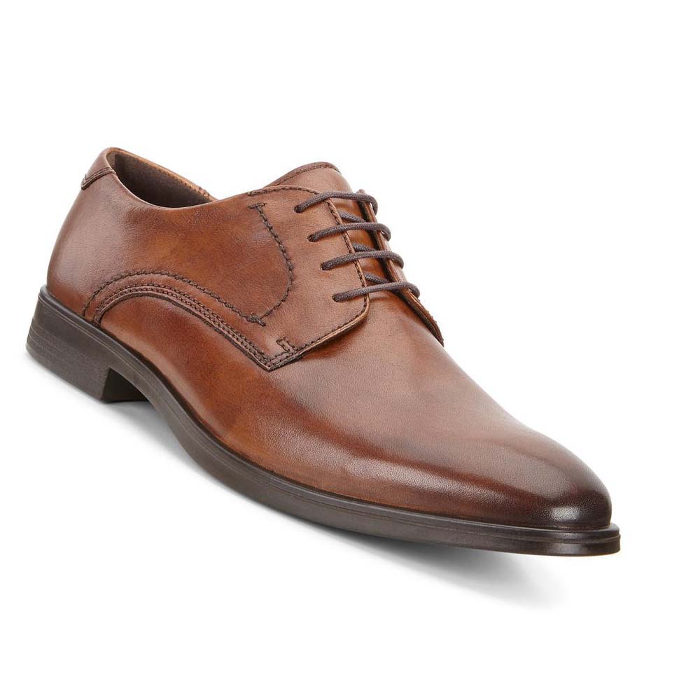 Men's Ecco Melbourne Tie Dress Shoes Brown | USA 522AHK